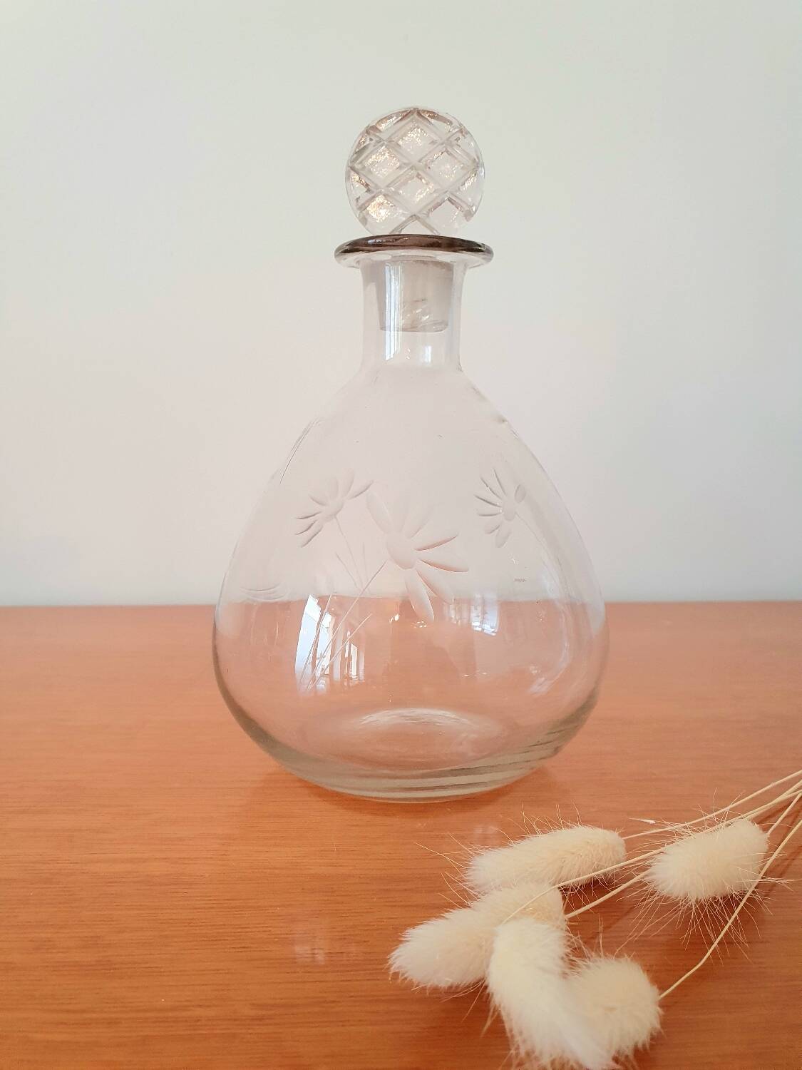 Vintage etched glass carafe