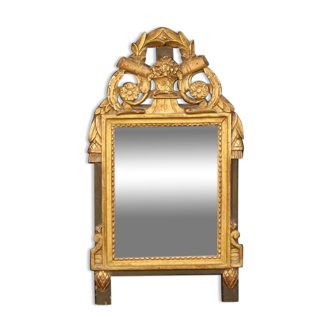 miroir louis XVI, bois doré à la feuille d'or, XVIIIeme siècle