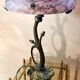 Art nouveau style bronze lamp and its marbled glass paste basin 48x30