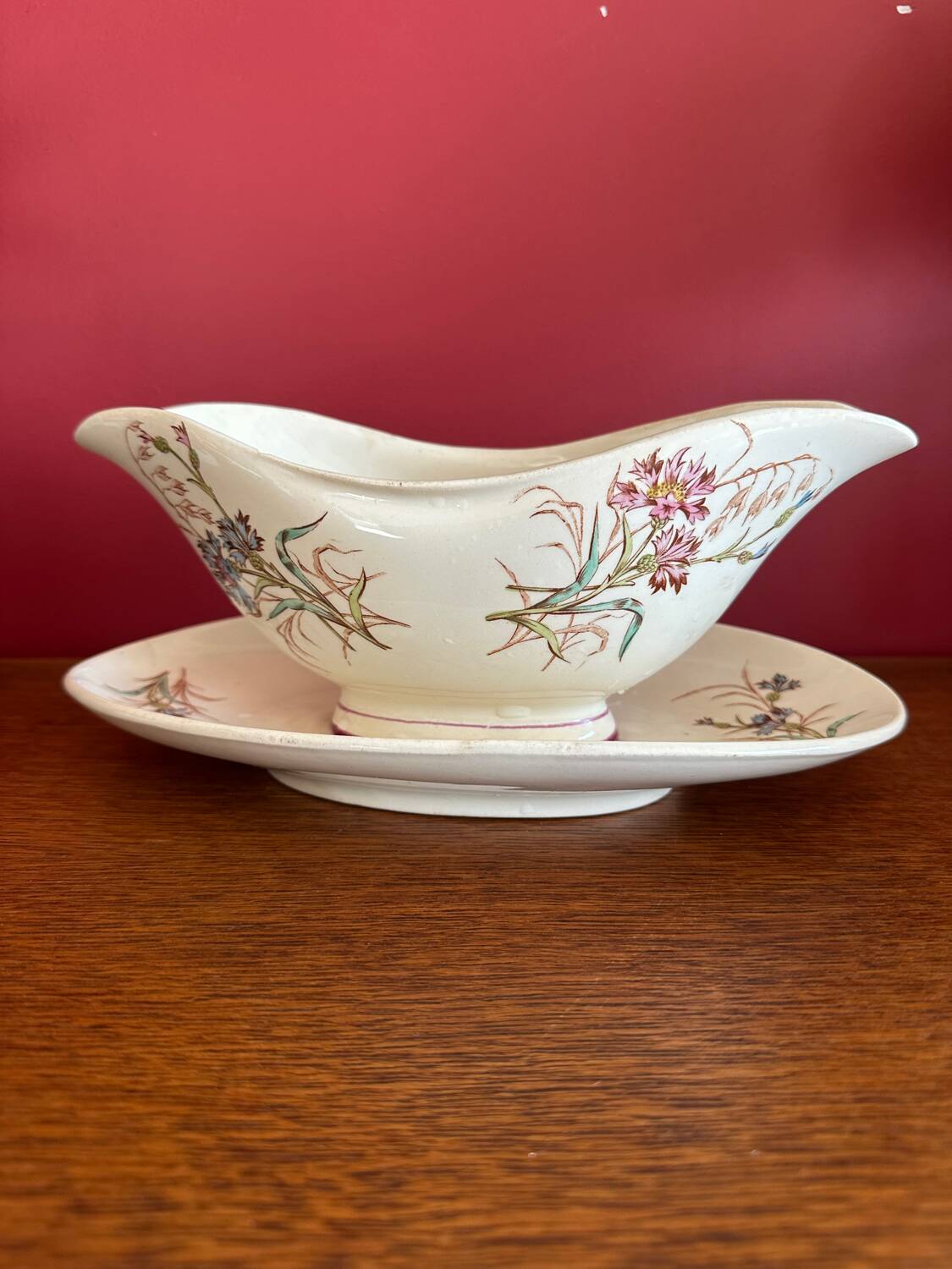 Saucière ancienne polychrome