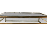 Table basse coulissante en laiton des années 1970