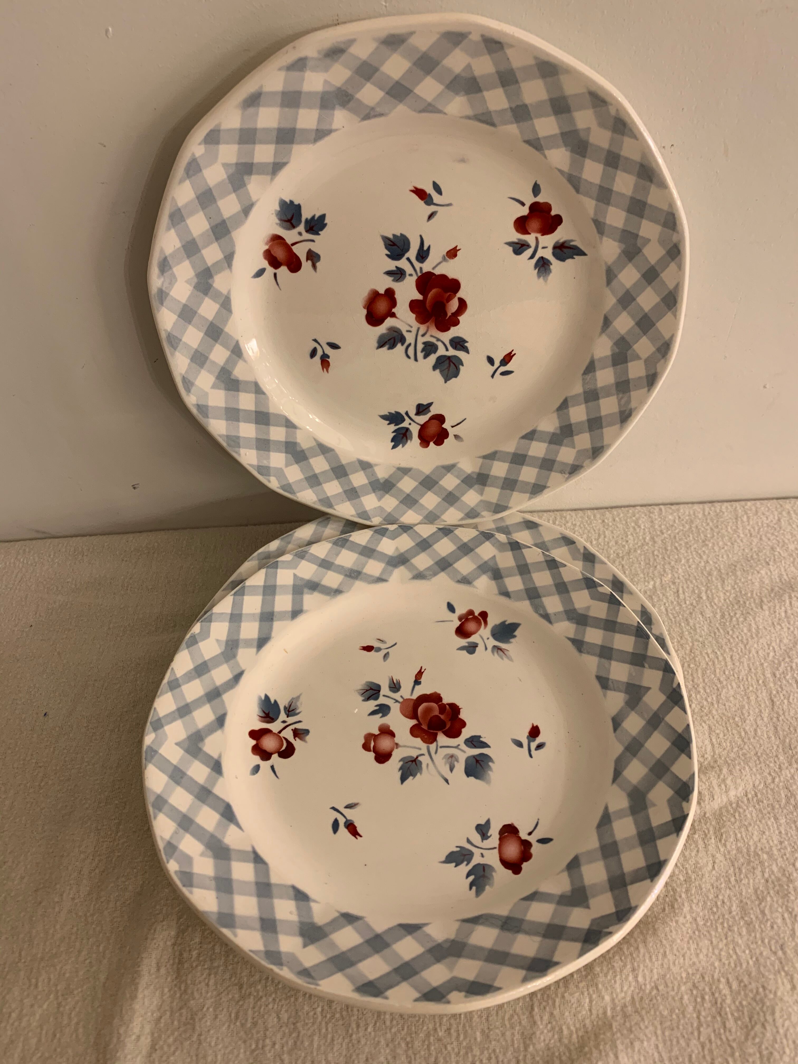6 dessert plates made of old earthenware Digoin Sarreguemines model Bastia art deco
