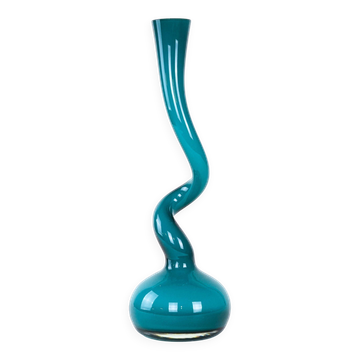 Turquoise vase, Swing Vase, Danish design, manufactured by Normann Copenhag