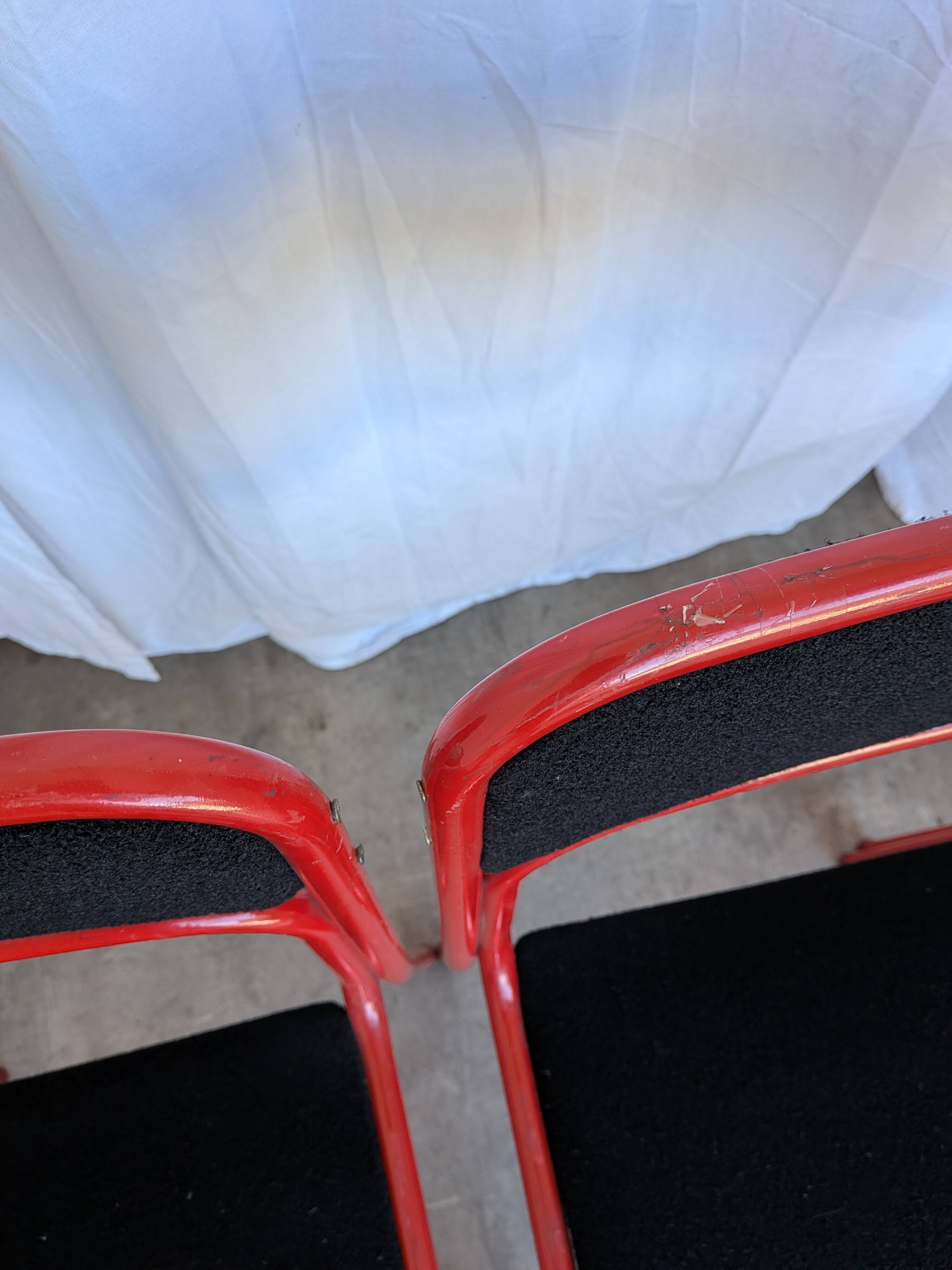 Set of 6 red & black metal chair: space age stackable dining chair baša