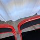 Set of 6 red & black metal chair: space age stackable dining chair baša
