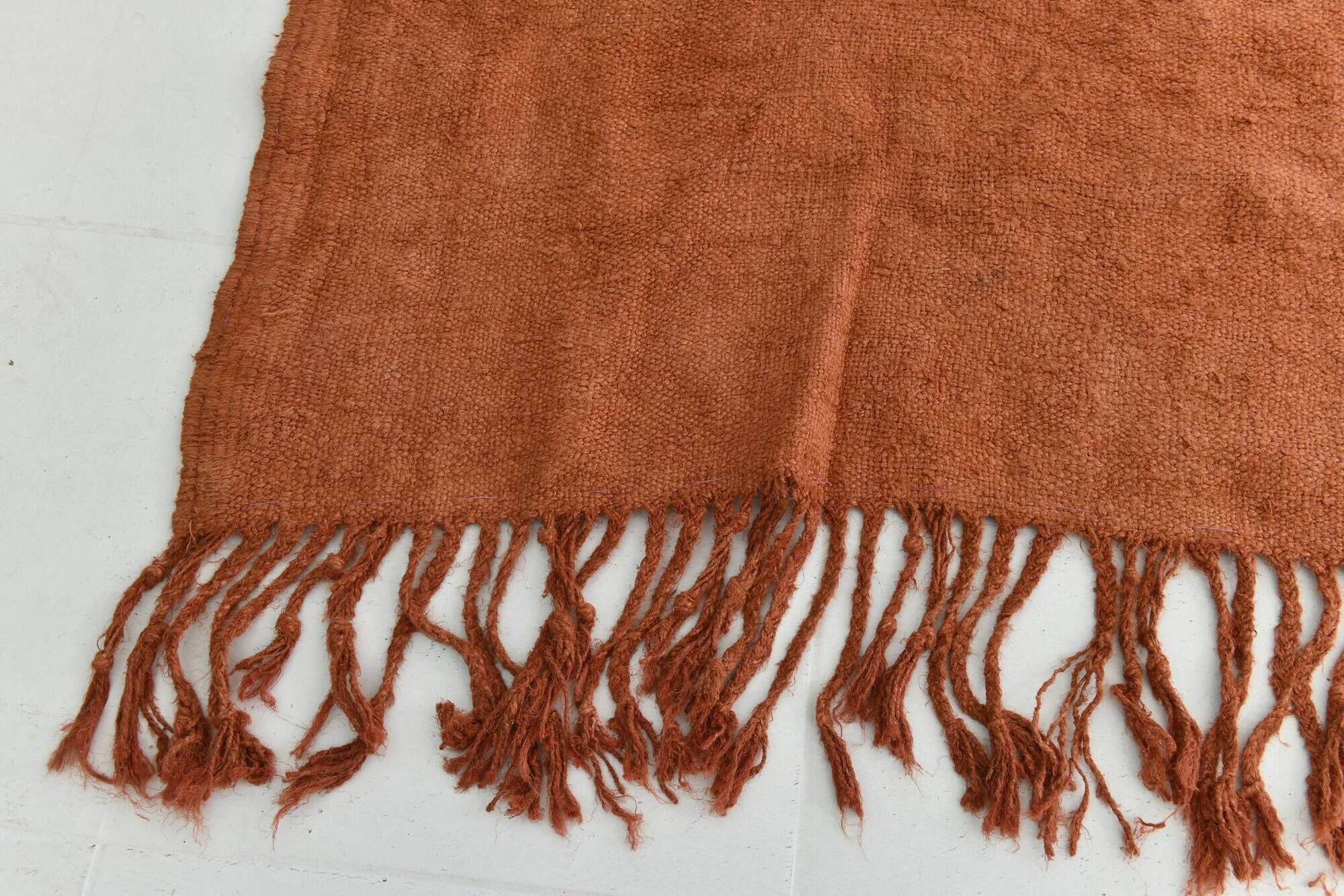 Kilim Turc Vintage Terracotta Uni, Tapis Naturel pour Salon et Chambre