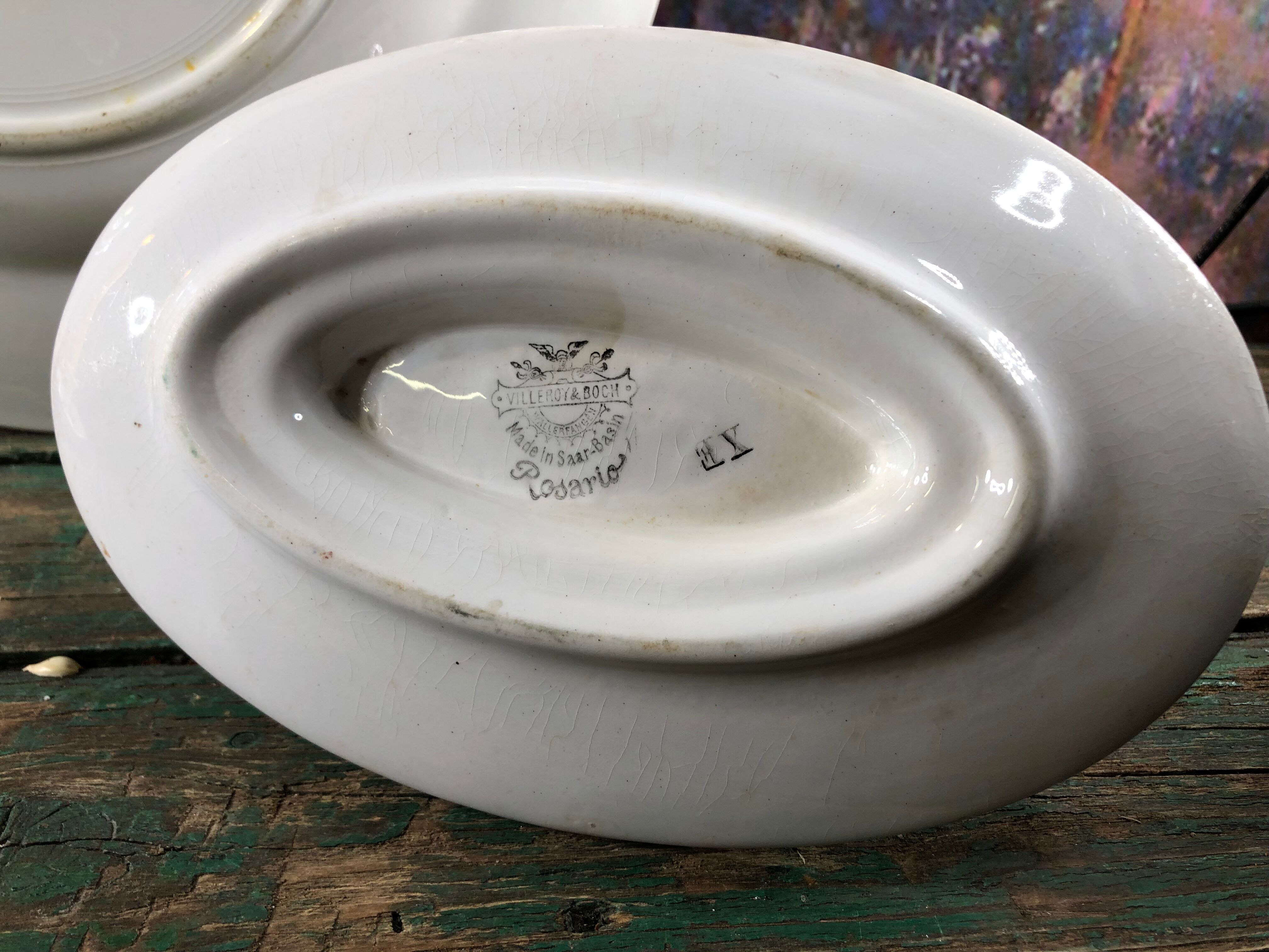 Gravy boat art deco white and red Villeroy and Boch model Rosario