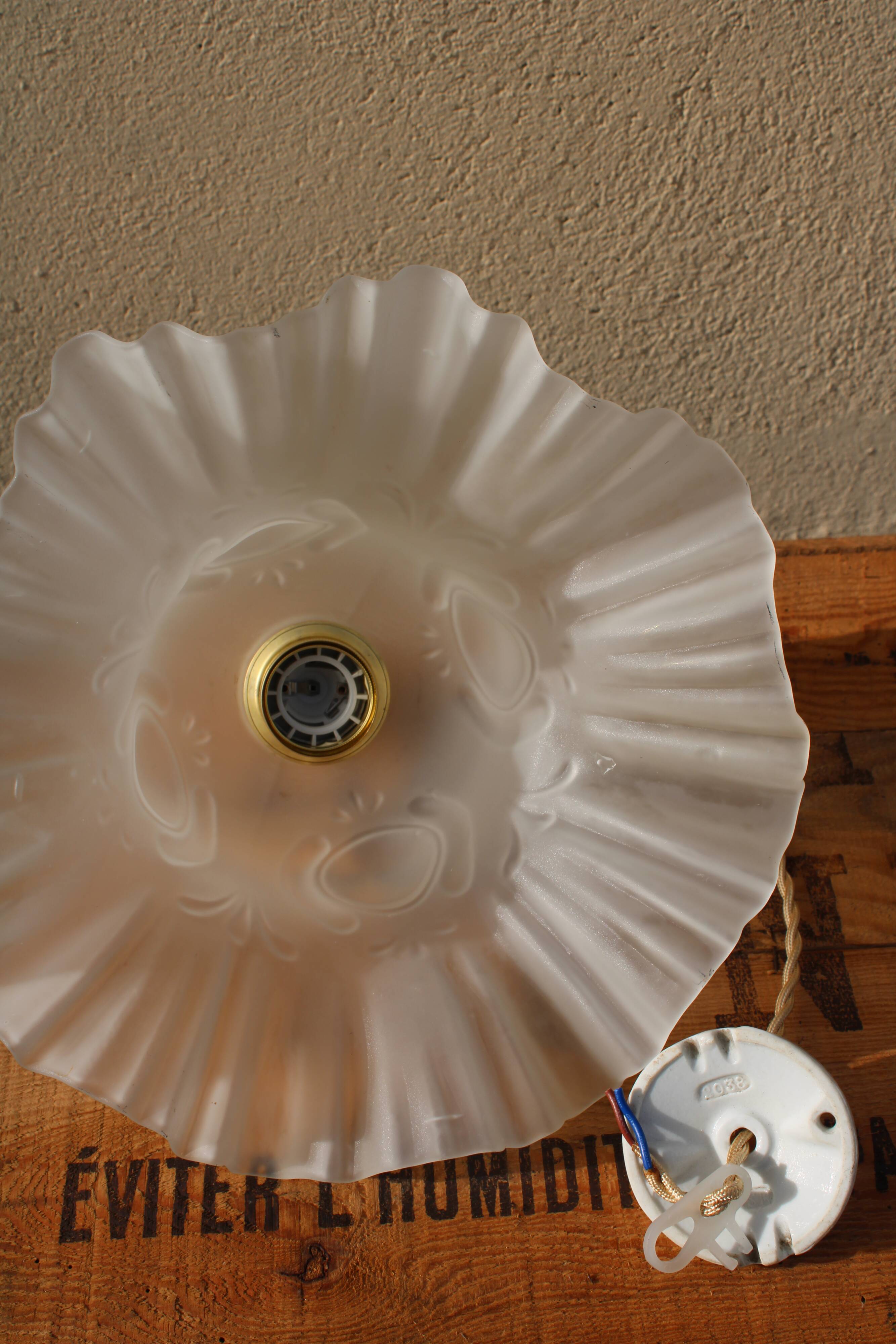 Frosted glass tulip hanging lamp