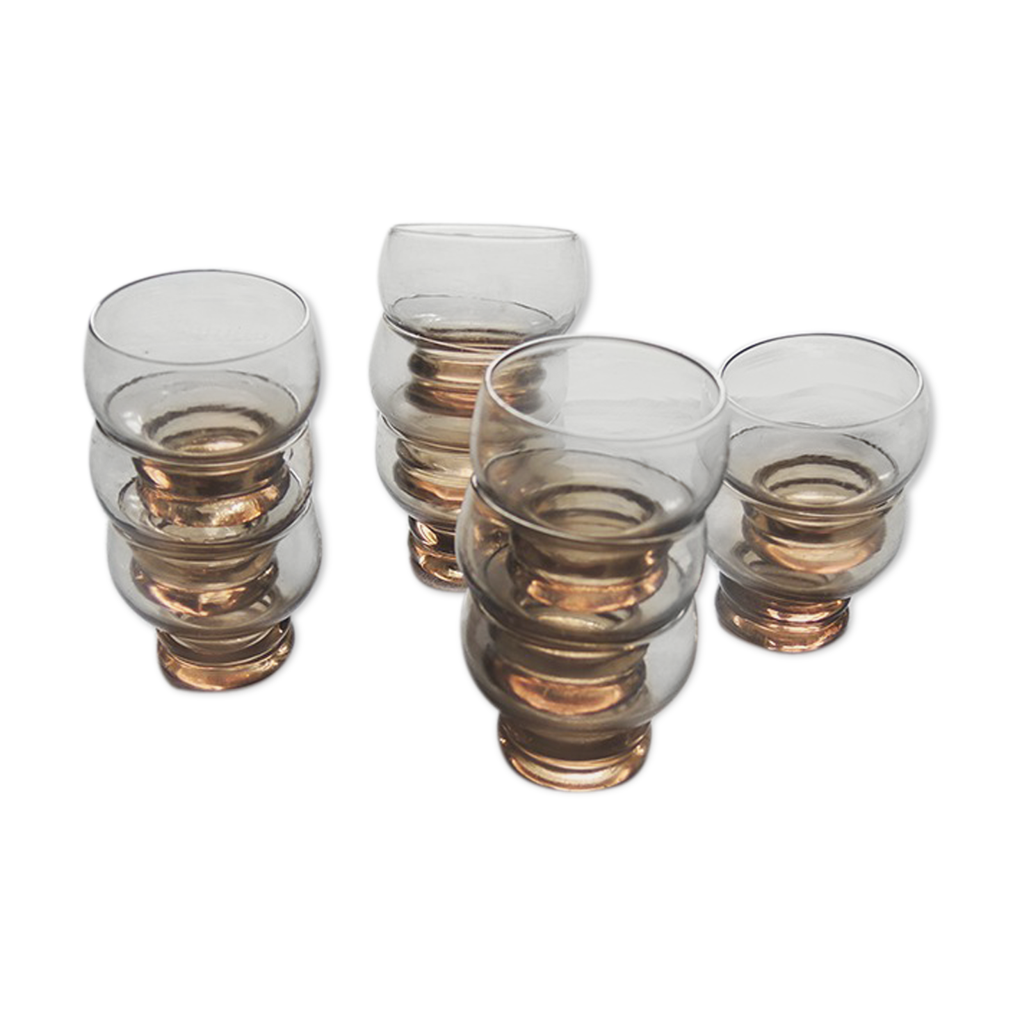 11 ancient digestive glasses in smoked glass 70s