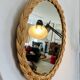 Vintage woven wicker mirror from the 70s