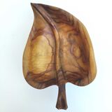 Corbeille en bois massif vintage forme feuille