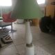 Bronze lamp from the end of the 19th in white opaline and strappings