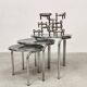 Vintage side tables in chrome and smoked glass by Italian design Mimiset