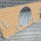 Patère formica marron 60' 4 doubles crochets + miroir vintage