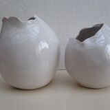 Set of two design white vases