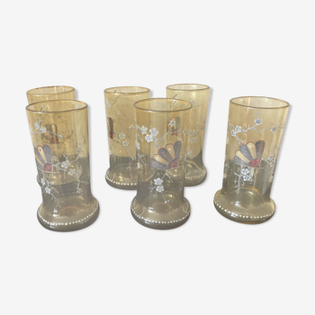 Lot de 6 verres émaillés, 1920