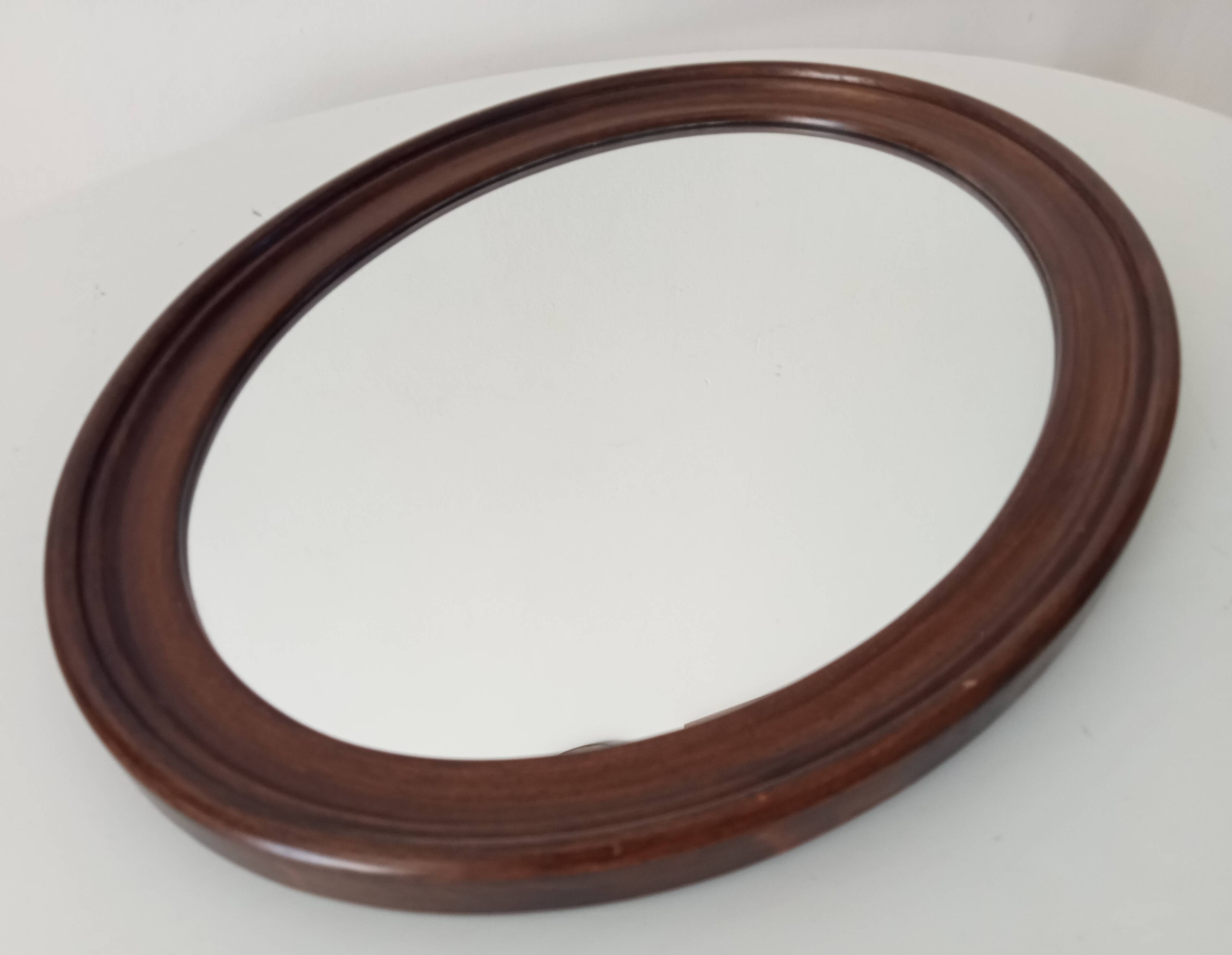 Miroir ovale en bois, années 60