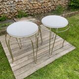Pair of vintage 1960 stools in gold metal