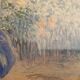 Ancient painting with charming little watercolor depicting youth and love