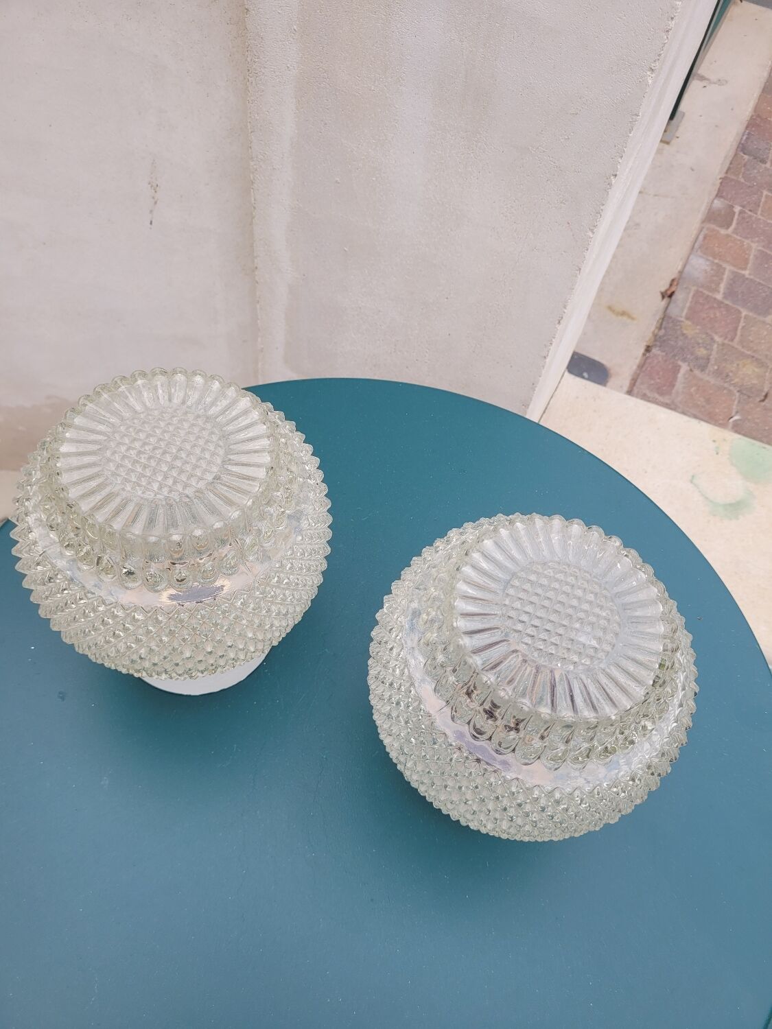 2 glass ceiling lights