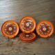 6 vintage orange ceramic dessert plates 70's