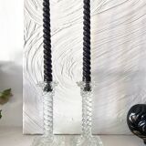 Pair of crystal column candlesticks from the 50s and 60s