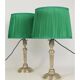 Candlesticks mounted as lamps, silver-plated bronze.