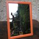 Orange vintage barber mirror 14x19cm