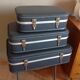 Set of three grey air hostess suitcases / vintage 60s-70s
