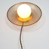 Mid-Century Intricate Wall Lamp in Brass and Opaline Glass, 1950s