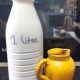 vintage ceramic water jug yellow Vallauris h10cm