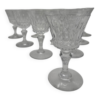 10 Baccarat glasses, Picadilly model, France, crystal port/liqueur stemmed glasses