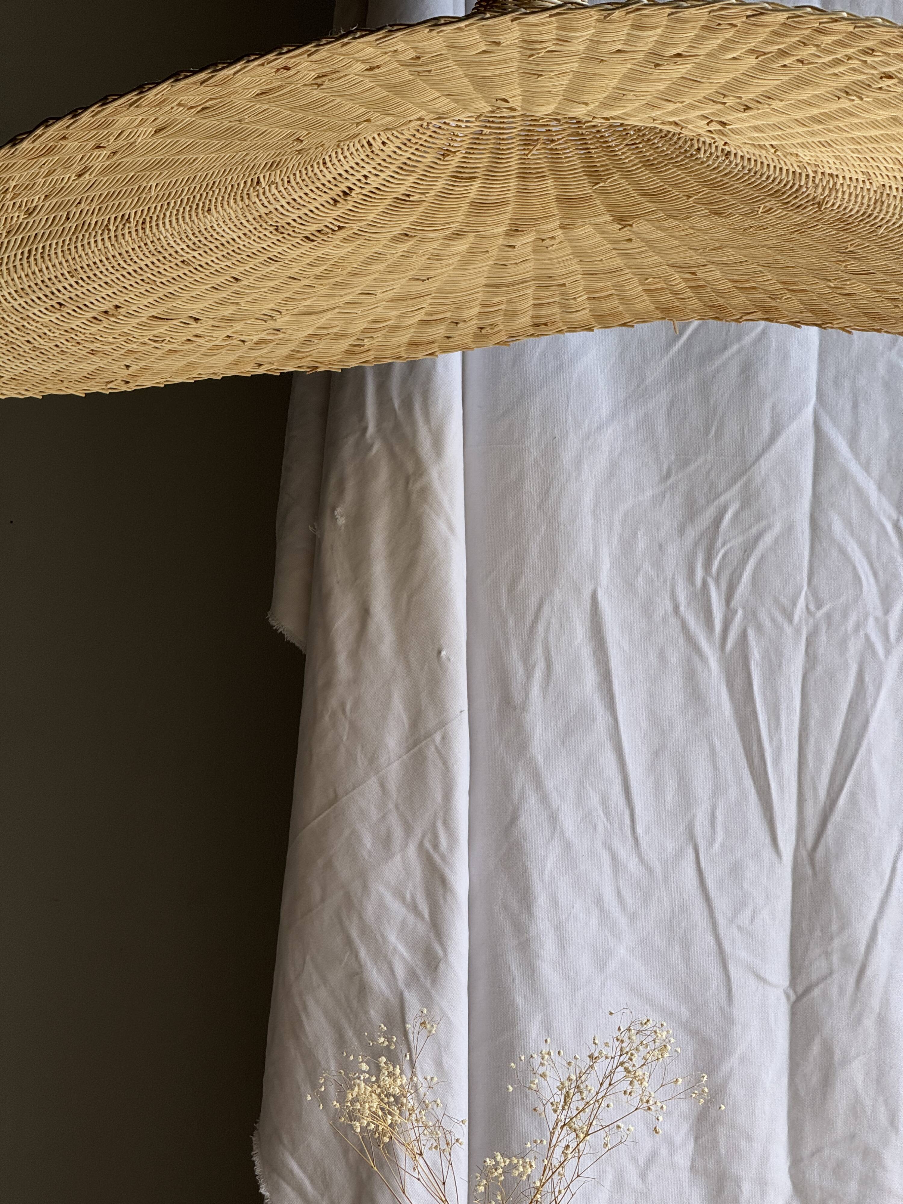 Very large rattan pendant light in the shape of a hat D125 H50