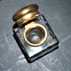 Old square inkwell in cut glass - art deco office accessory 1920