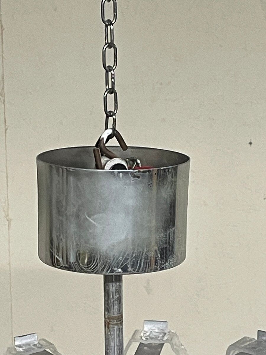 Hexagonal glass Cascade chandelier attributed to Av Mazzega, 1970s.