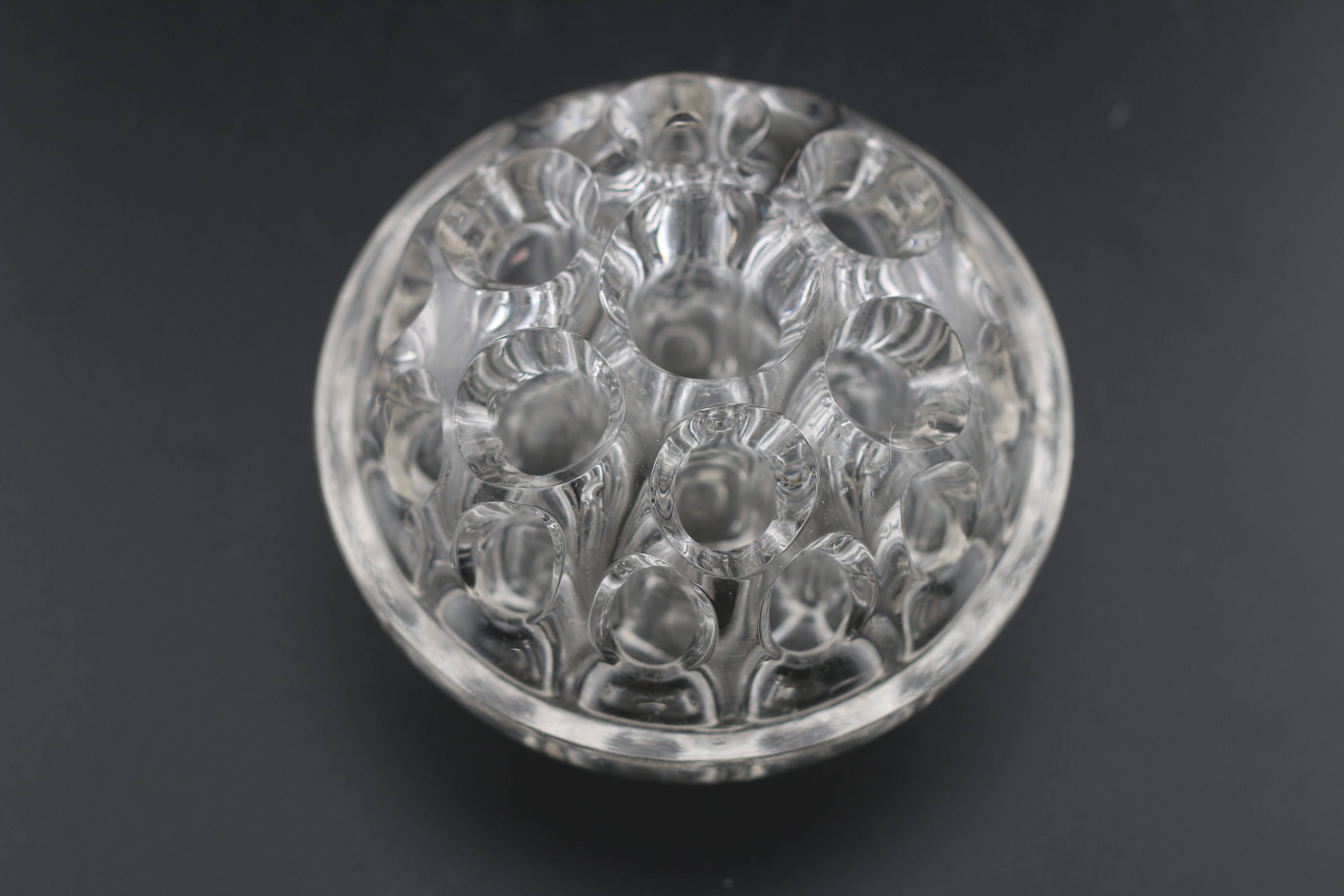 Set of 2 antique glass pressed transparent flower holders