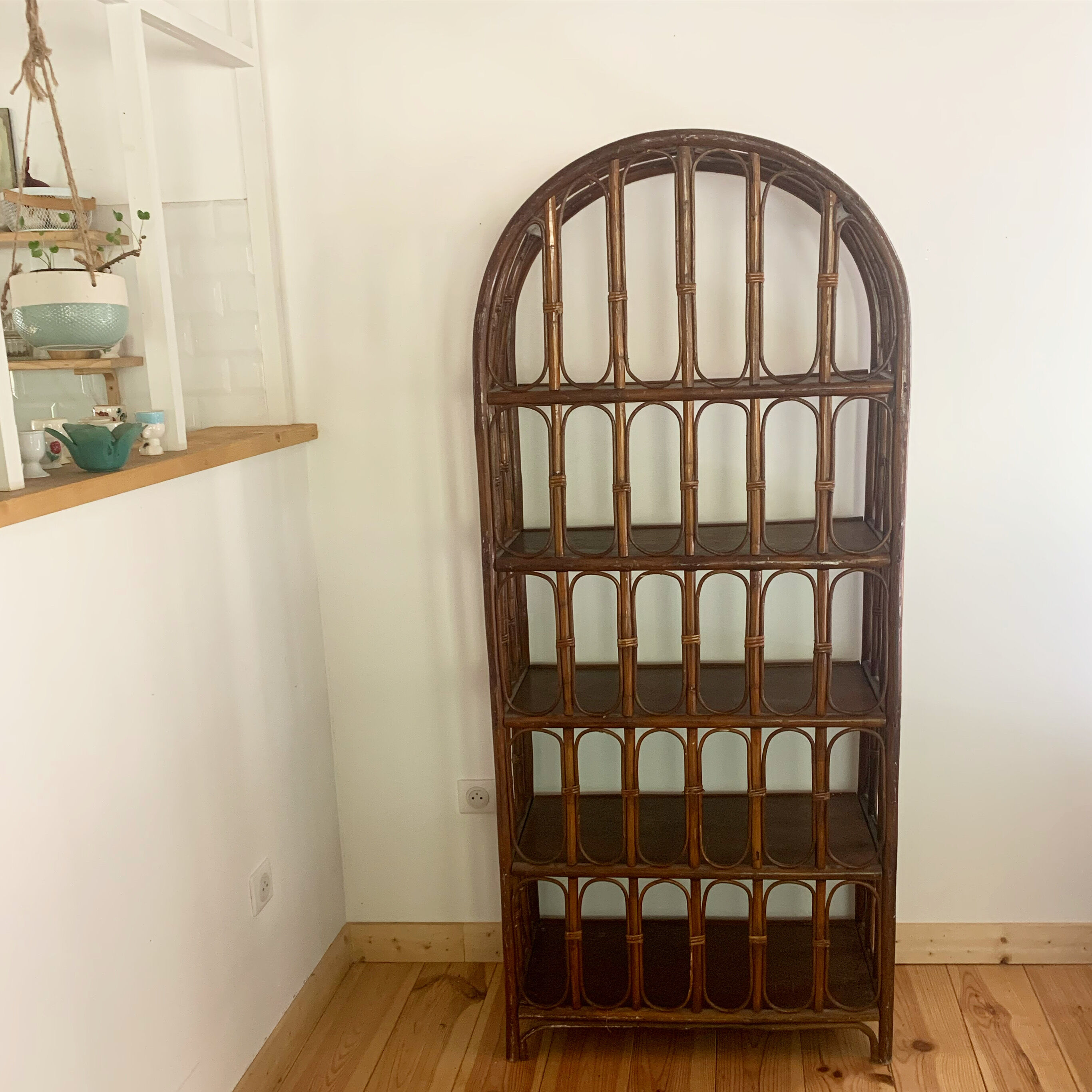 Vintage rattan bookcase