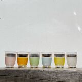 6 multicolored and gold glasses 1950
