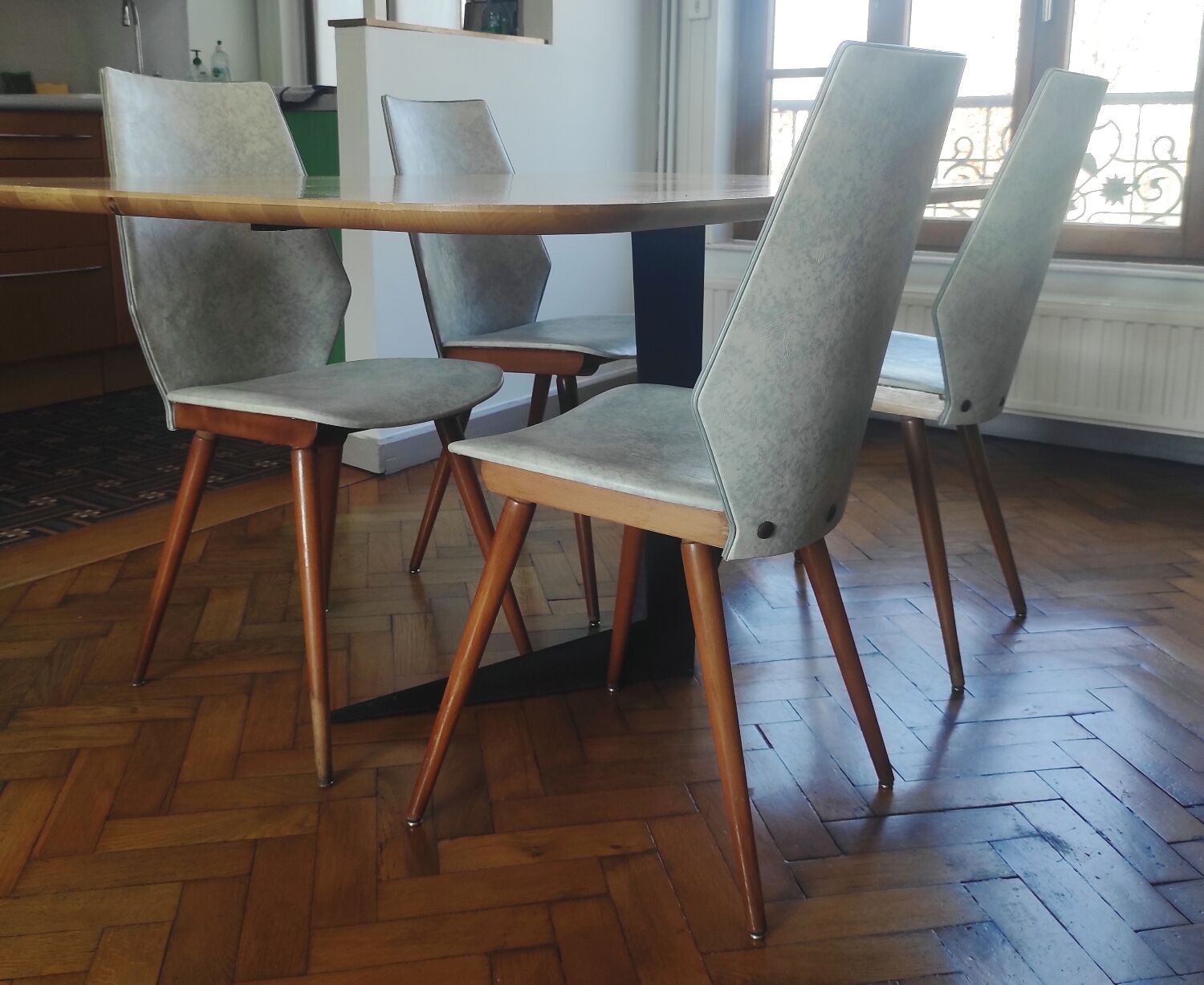 Set of 4 BAUMANN chairs from the 60s (model 840, Max Bill)