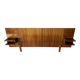 Varnished mahogany headboard, integrated bedside tables, 1960s