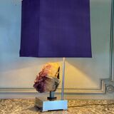 Lamp metal and amethyst circa 1980