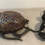 Zoomorphic scarab lamp in glazed ceramic