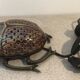 Zoomorphic scarab lamp in glazed ceramic