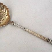 Puiforcat, sugar spoon, solid silver, Russian-style handle, vermeil.