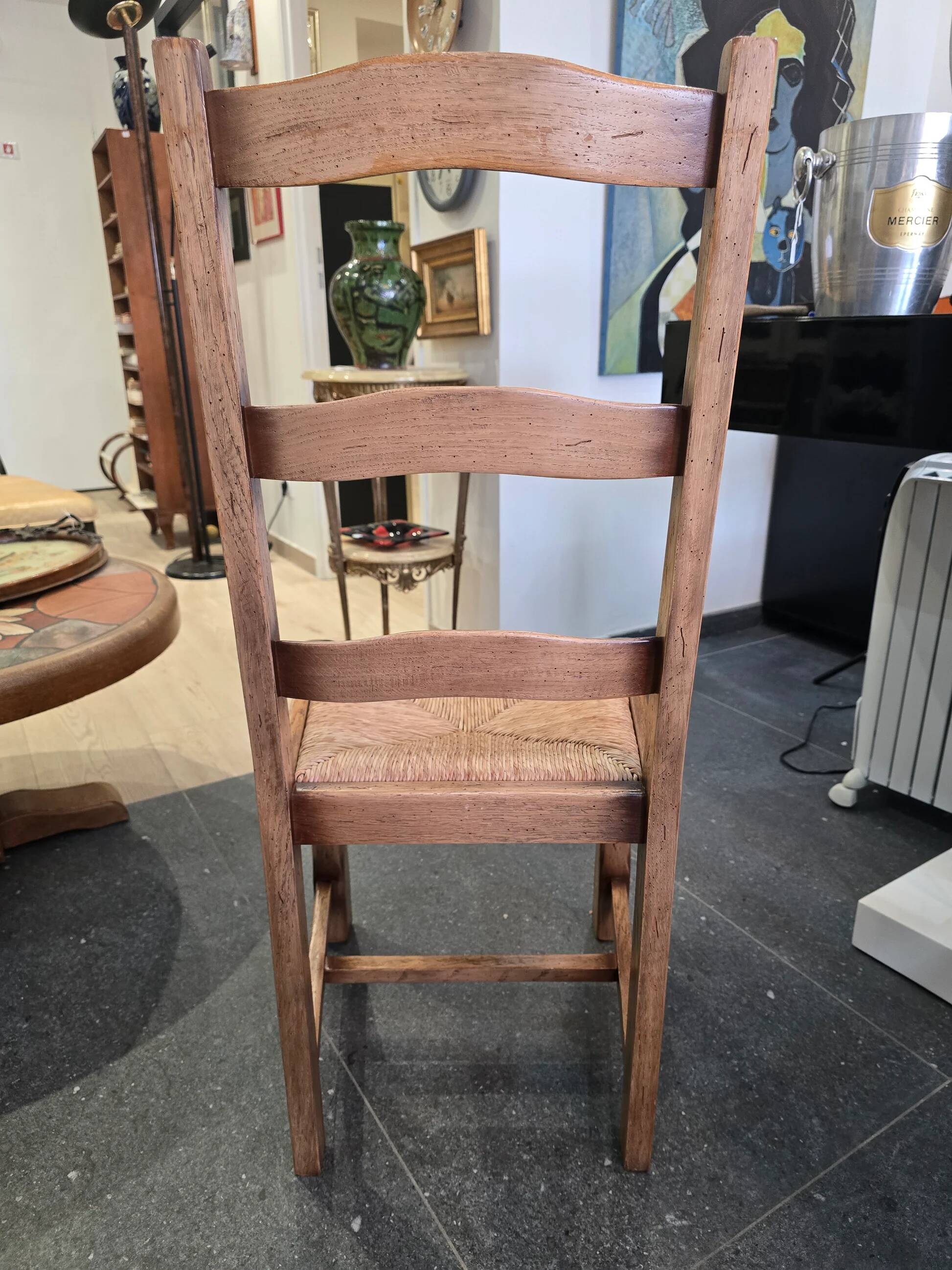 4 wooden and straw chairs – rustic chic style