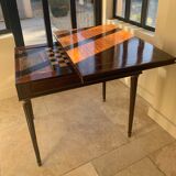 GAMES TABLE Louis XVI late nineteenth, in inlaid checkered rosewood and backgammon