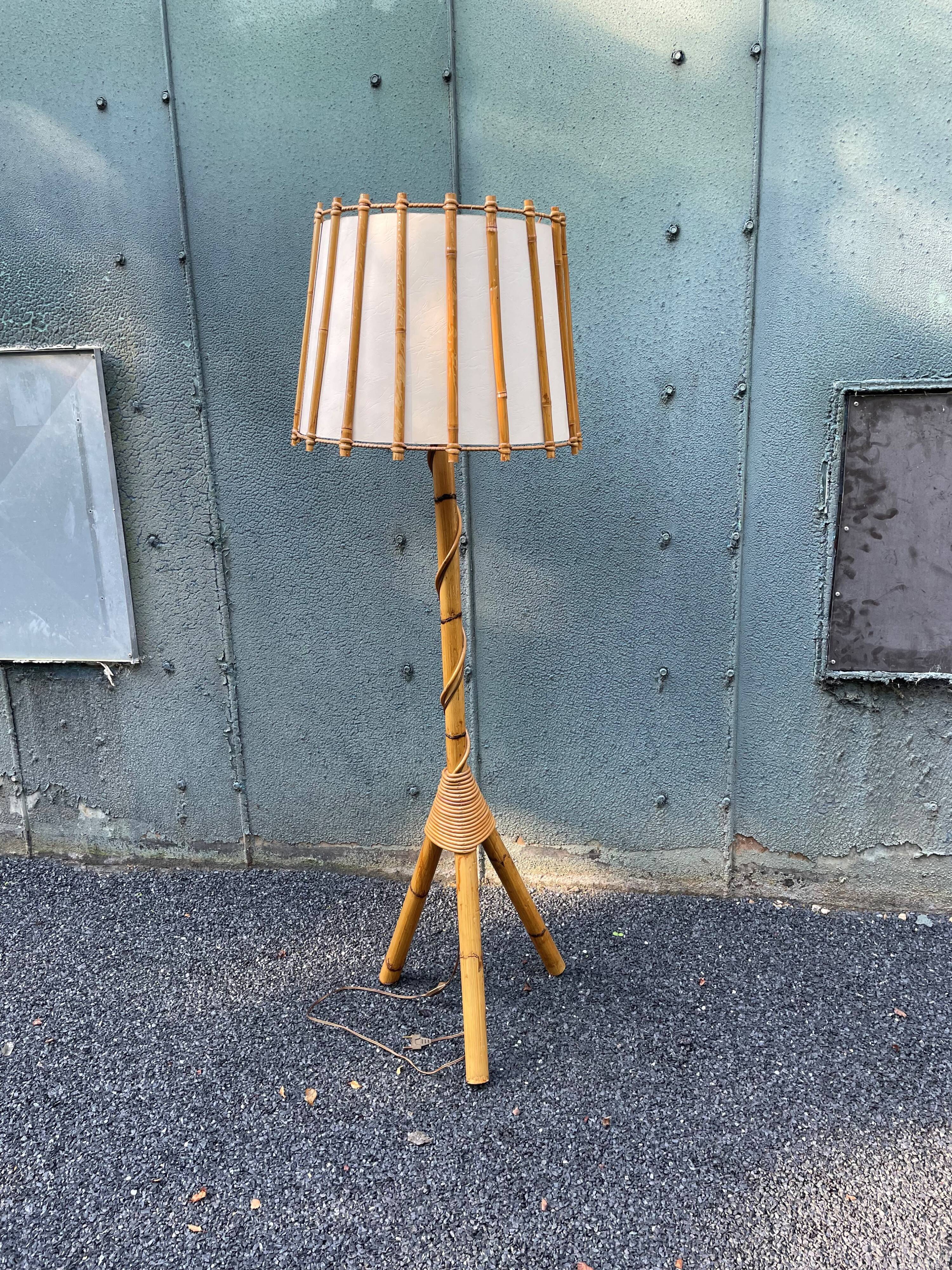 Vintage rattan floor lamp