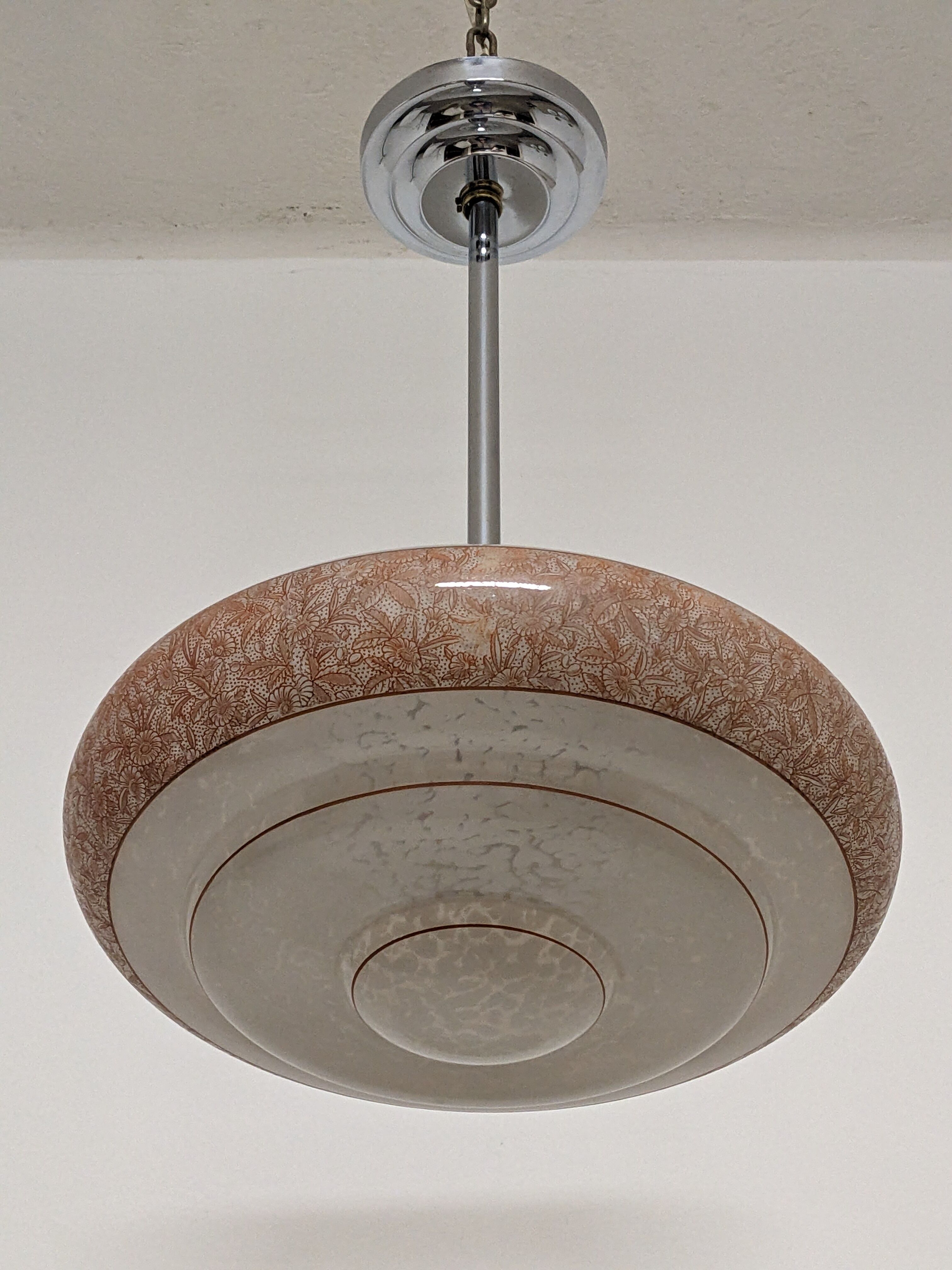 Art Deco XL pendant lamp in Clichy glass circa 1920