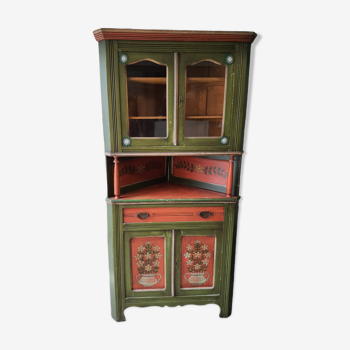 Hand-painted and signed notched cabinet