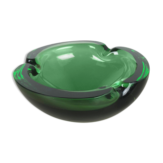 Heavy Murano Glass "Green" Bowl Element Shell Ashtray Murano, Italy, 1970s